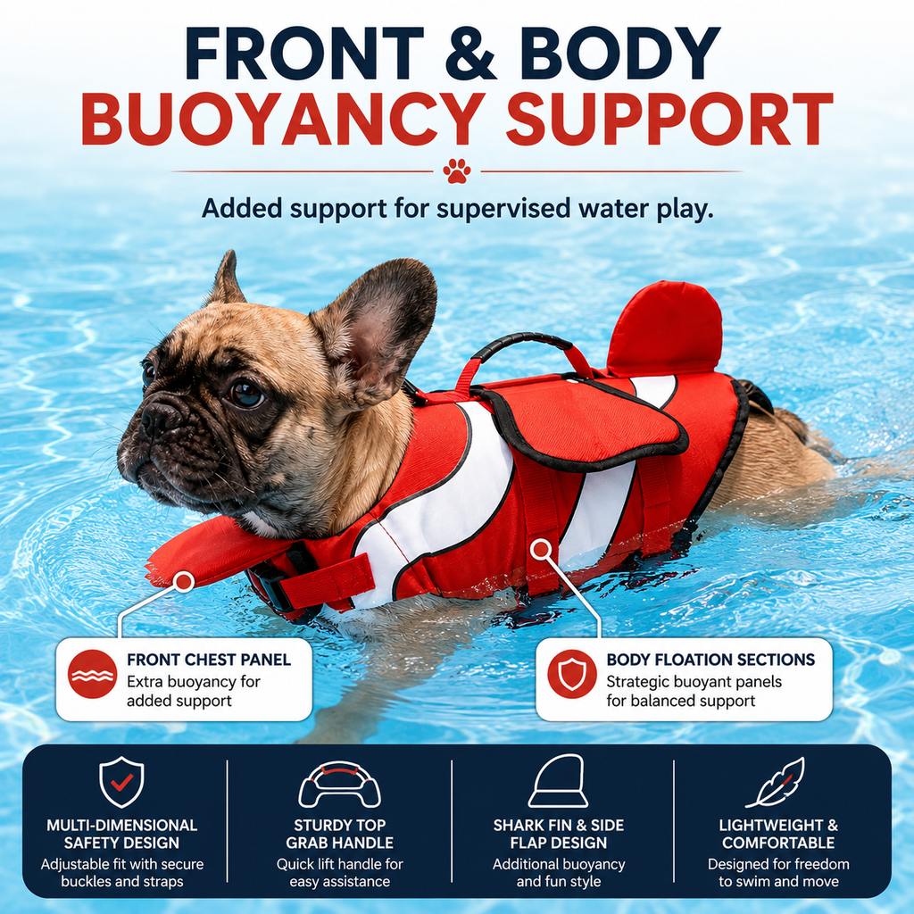 Adjustable Padded Chin Float Dog Life Jacket (Small Breeds)