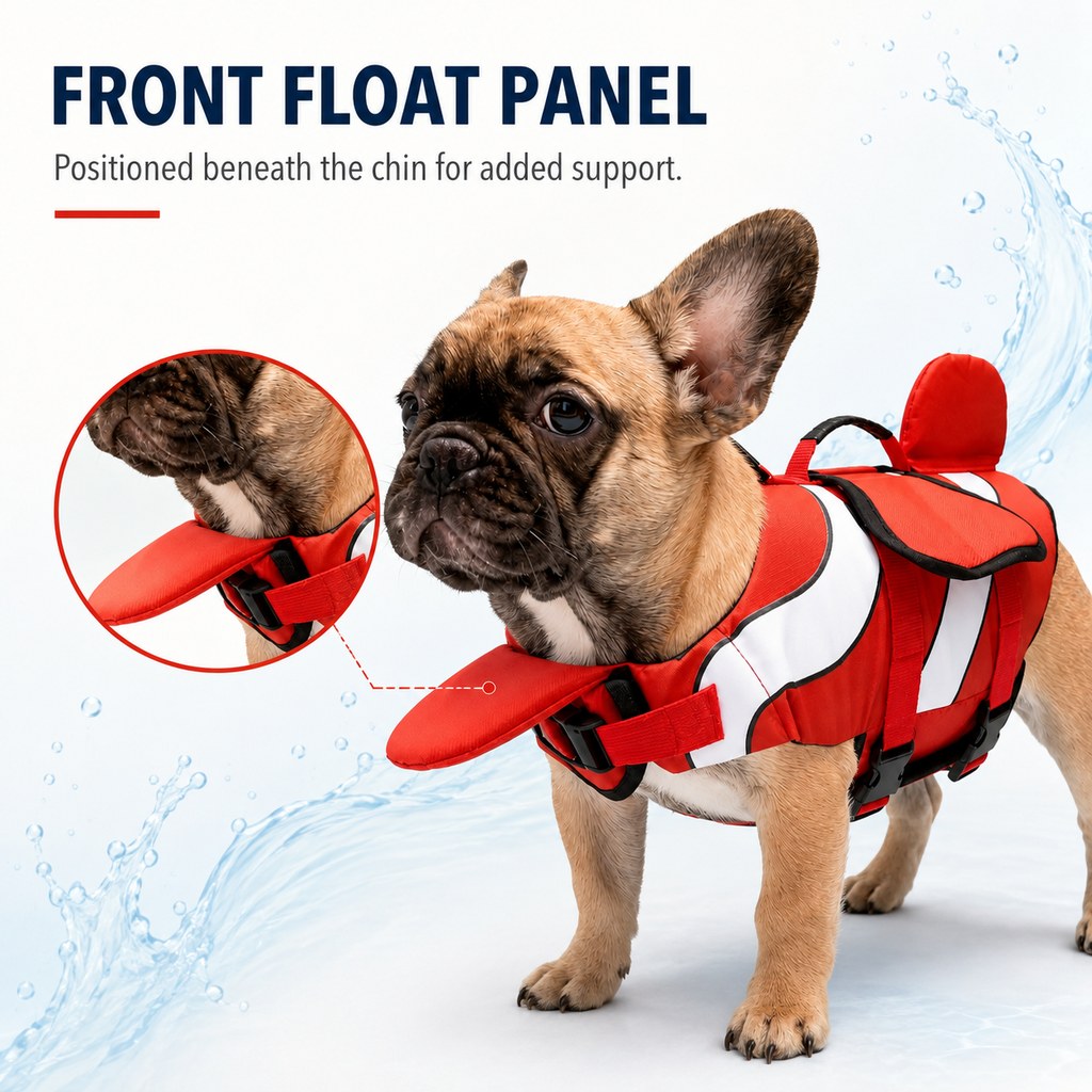 Adjustable Padded Chin Float Dog Life Jacket (Small Breeds)