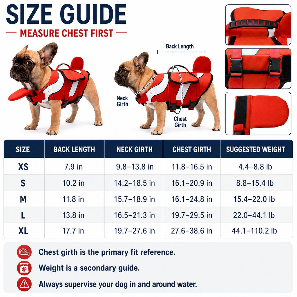 Adjustable Padded Chin Float Dog Life Jacket (Small Breeds)
