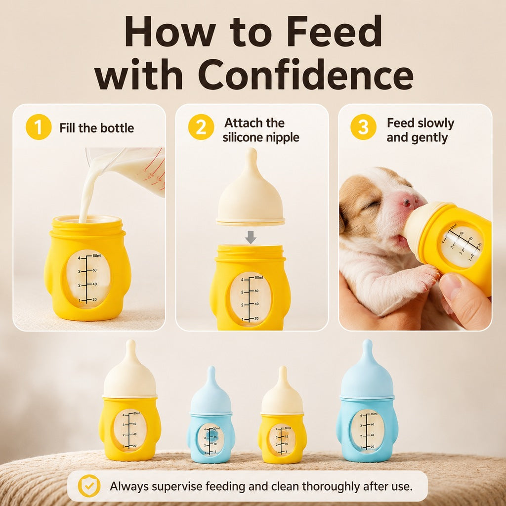 Anti-Choke Soft Silicone Nursing Bottle (For Newborn Puppies & Kittens)