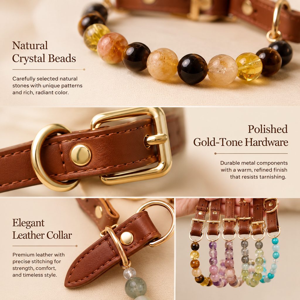 Astrology-Inspired Crystal-Beaded Adjustable Pet Collar