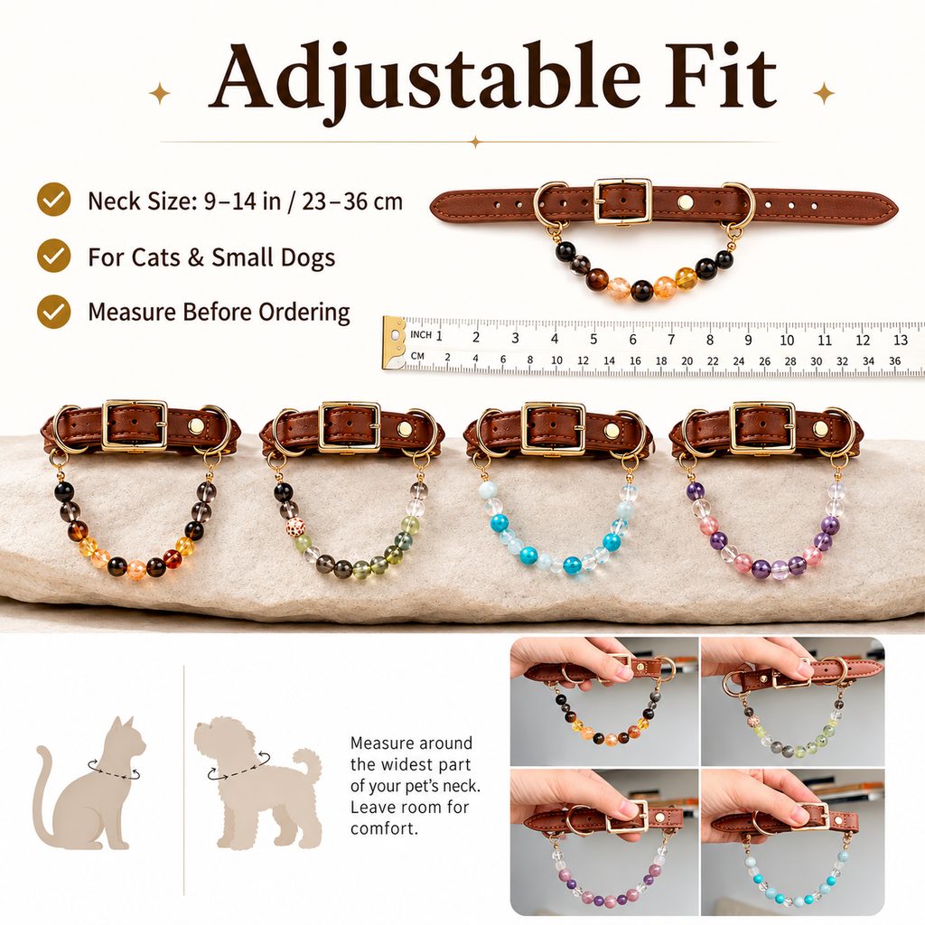Astrology-Inspired Crystal-Beaded Adjustable Pet Collar