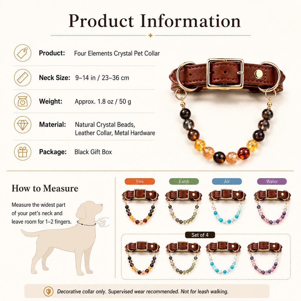 Astrology-Inspired Crystal-Beaded Adjustable Pet Collar