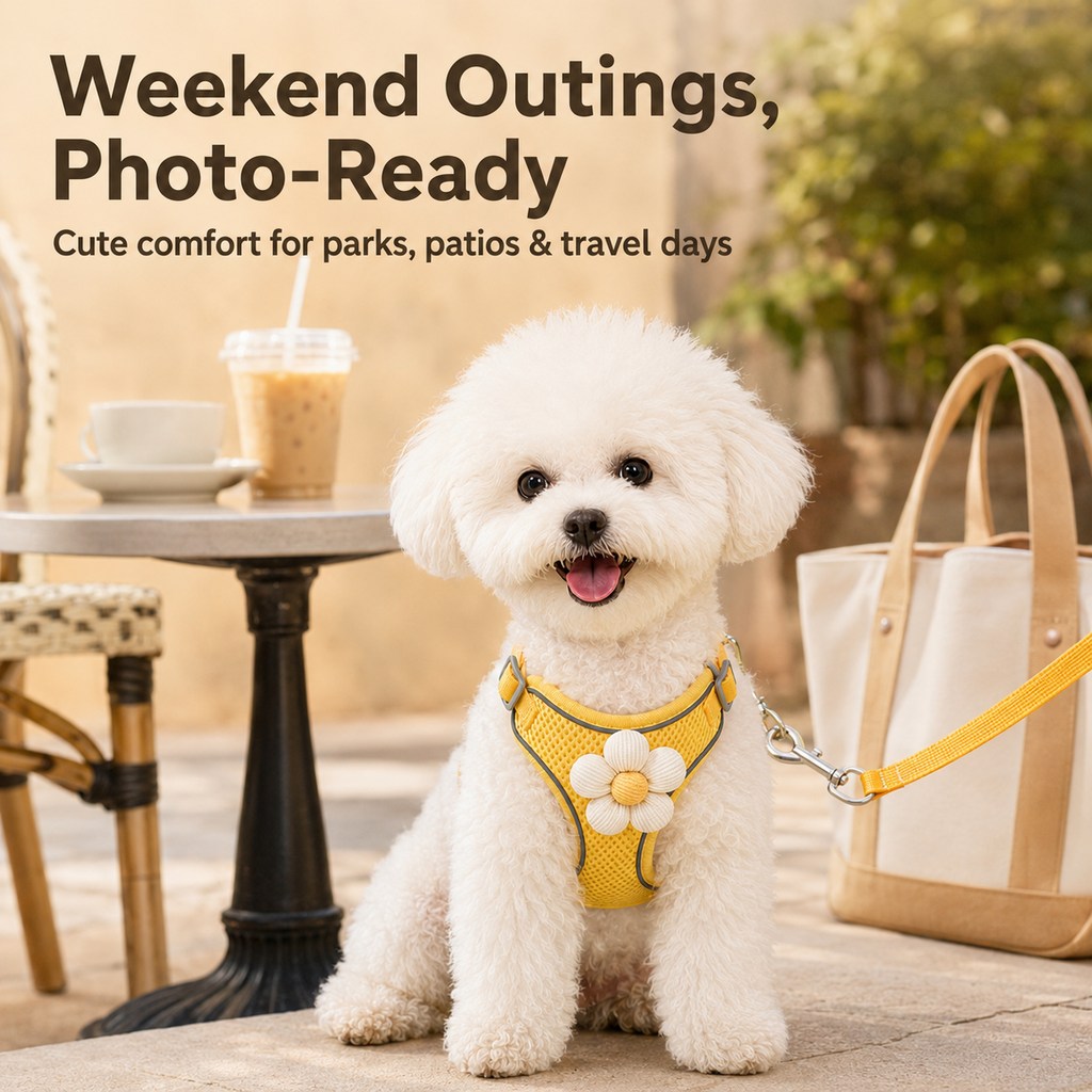 Breathable 3D Mesh Adjustable Harness & Leash Set (Small Pets)