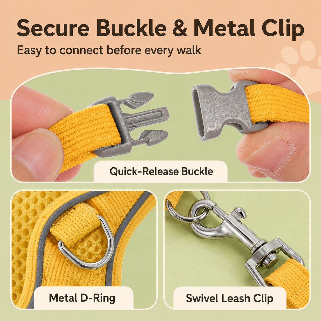 Breathable 3D Mesh Adjustable Harness & Leash Set (Small Pets)