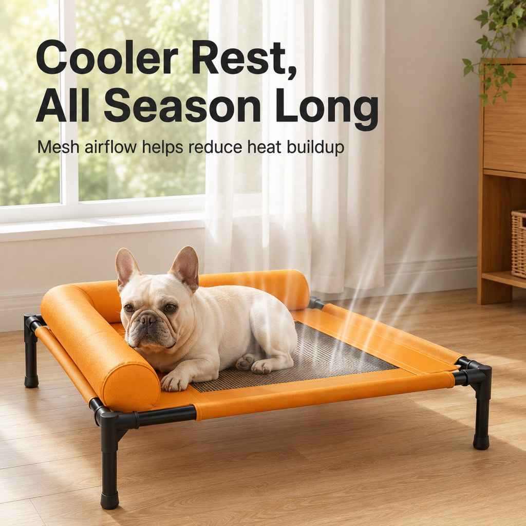 Breathable Mesh & Wipe-Clean Elevated Dog Cot