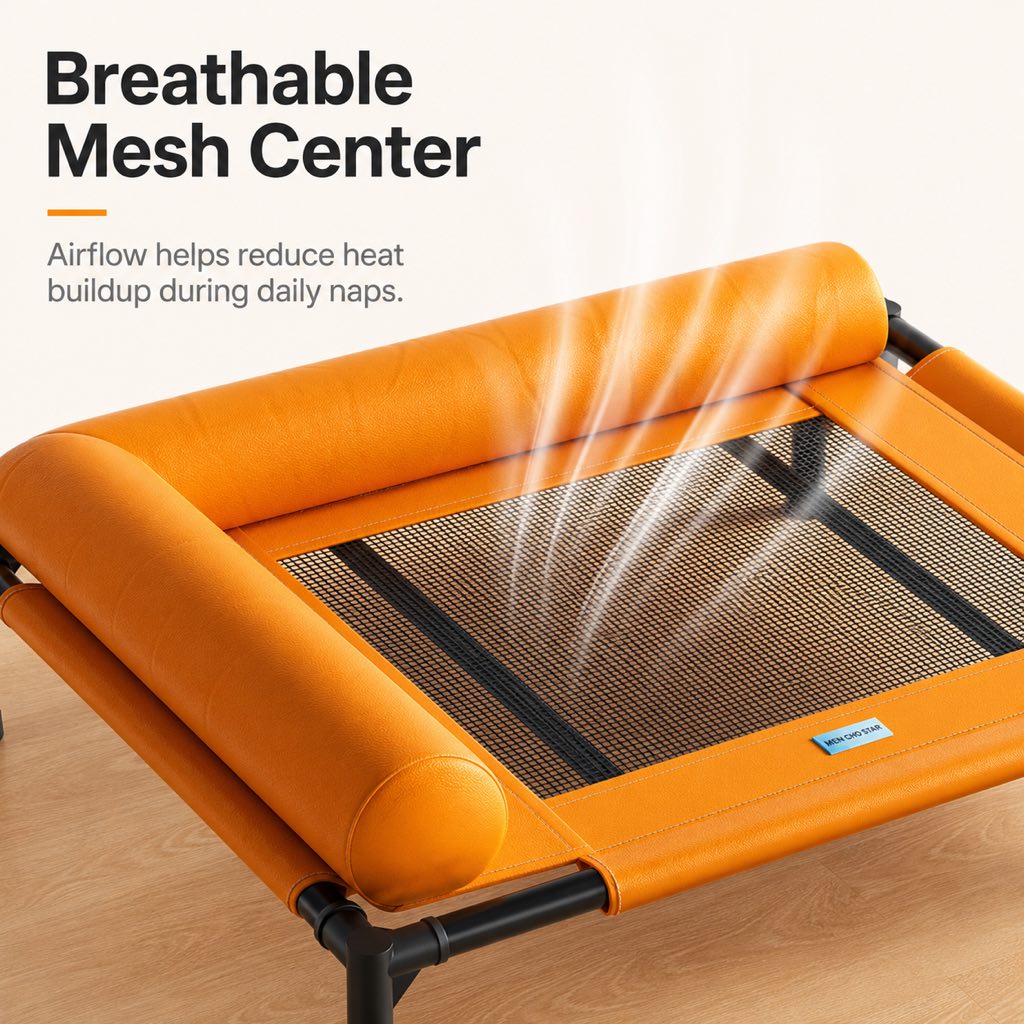 Breathable Mesh & Wipe-Clean Elevated Dog Cot