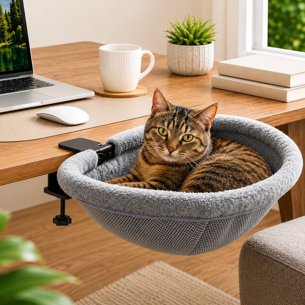 Clamp-On Desk-Mounted Cat Bed