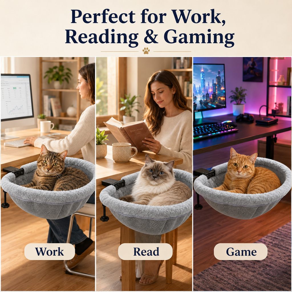 Clamp-On Desk-Mounted Cat Bed