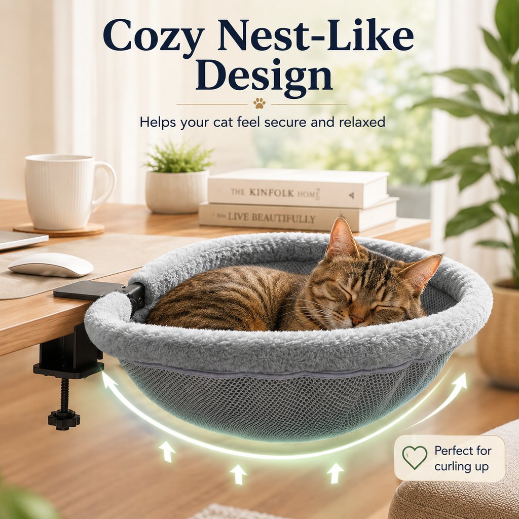 Clamp-On Desk-Mounted Cat Bed