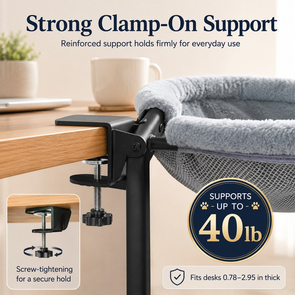 Clamp-On Desk-Mounted Cat Bed