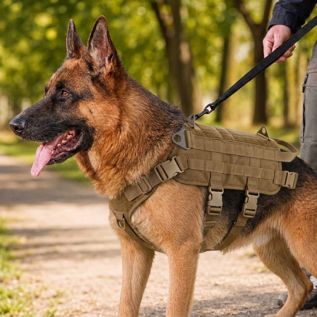 Detachable MOLLE Pouches & Breathable Mesh Dog Backpack Harness