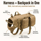 Detachable MOLLE Pouches & Breathable Mesh Dog Backpack Harness