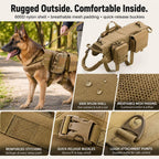 Detachable MOLLE Pouches & Breathable Mesh Dog Backpack Harness