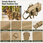 Detachable MOLLE Pouches & Breathable Mesh Dog Backpack Harness
