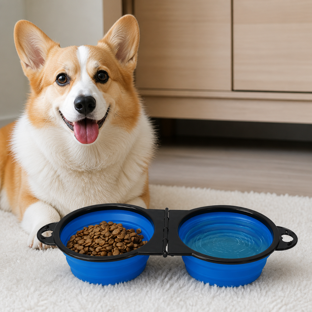 DogBedHouse 2-In-1 Collapsible Travel Bowl (Hangable)