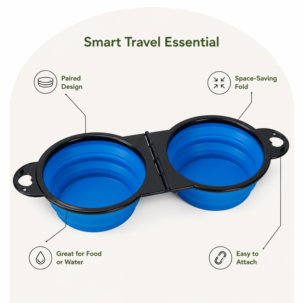 DogBedHouse 2-In-1 Collapsible Travel Bowl (Hangable)