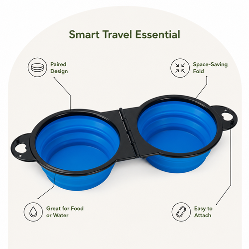 DogBedHouse 2-In-1 Collapsible Travel Bowl (Hangable)