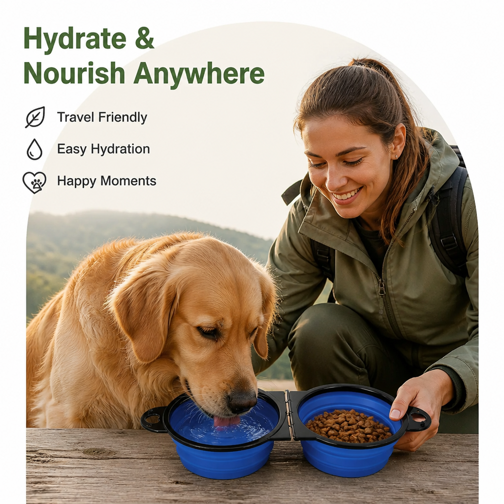 DogBedHouse 2-In-1 Collapsible Travel Bowl (Hangable)