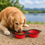 DogBedHouse 2-In-1 Collapsible Travel Bowl (Hangable)