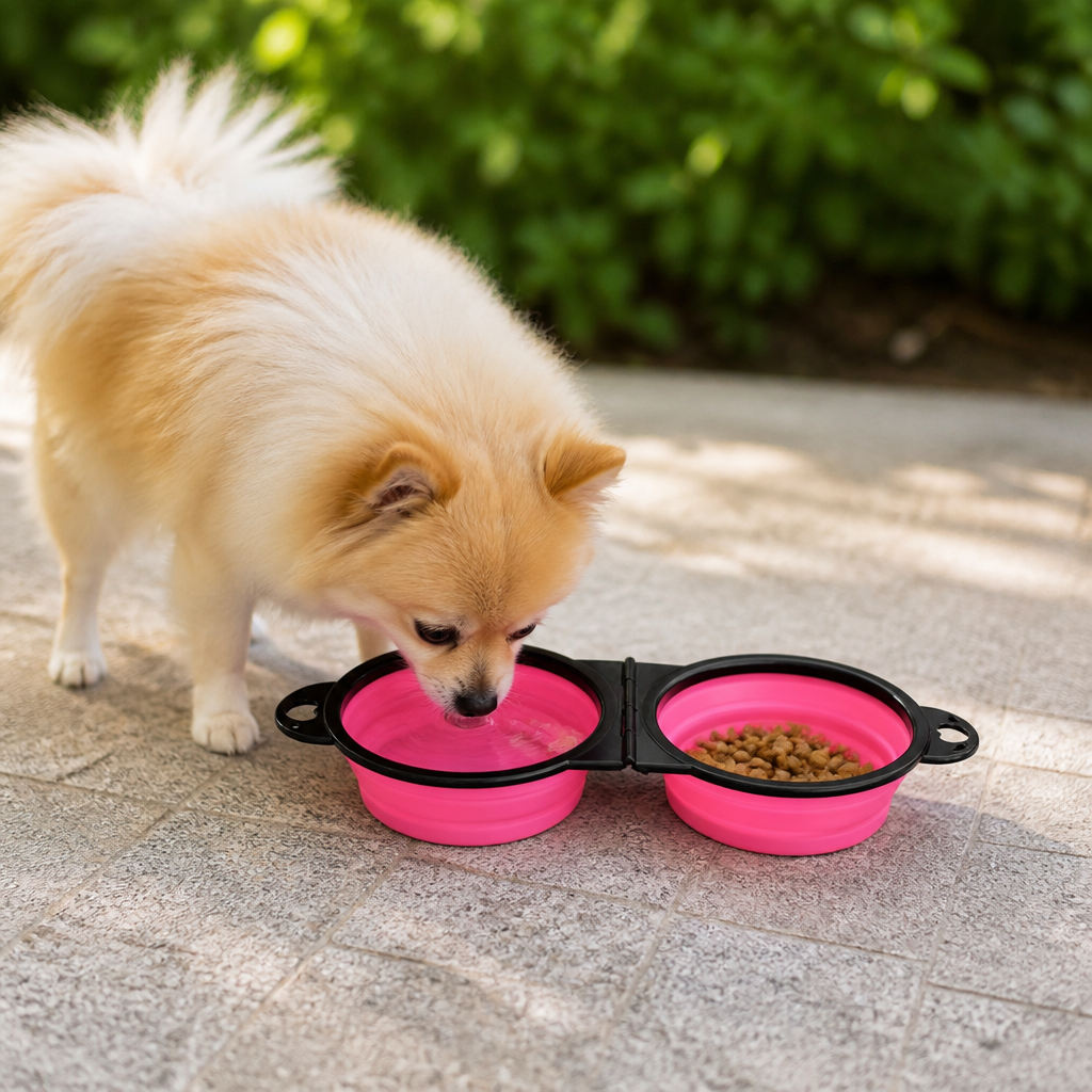 DogBedHouse 2-In-1 Collapsible Travel Bowl (Hangable)