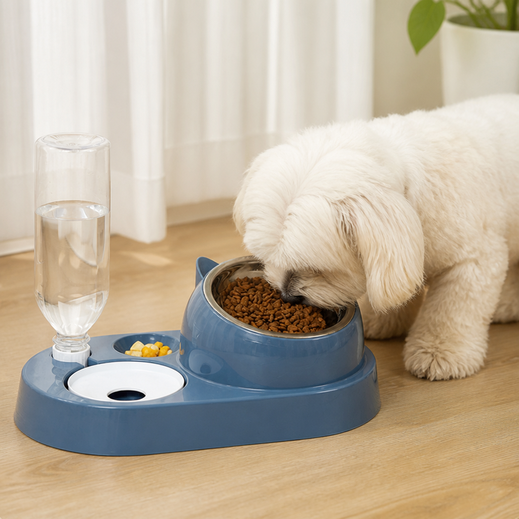 DogBedHouse 2-in-1 Feeder & Waterer Pet Bowl (Partitioned Tank)
