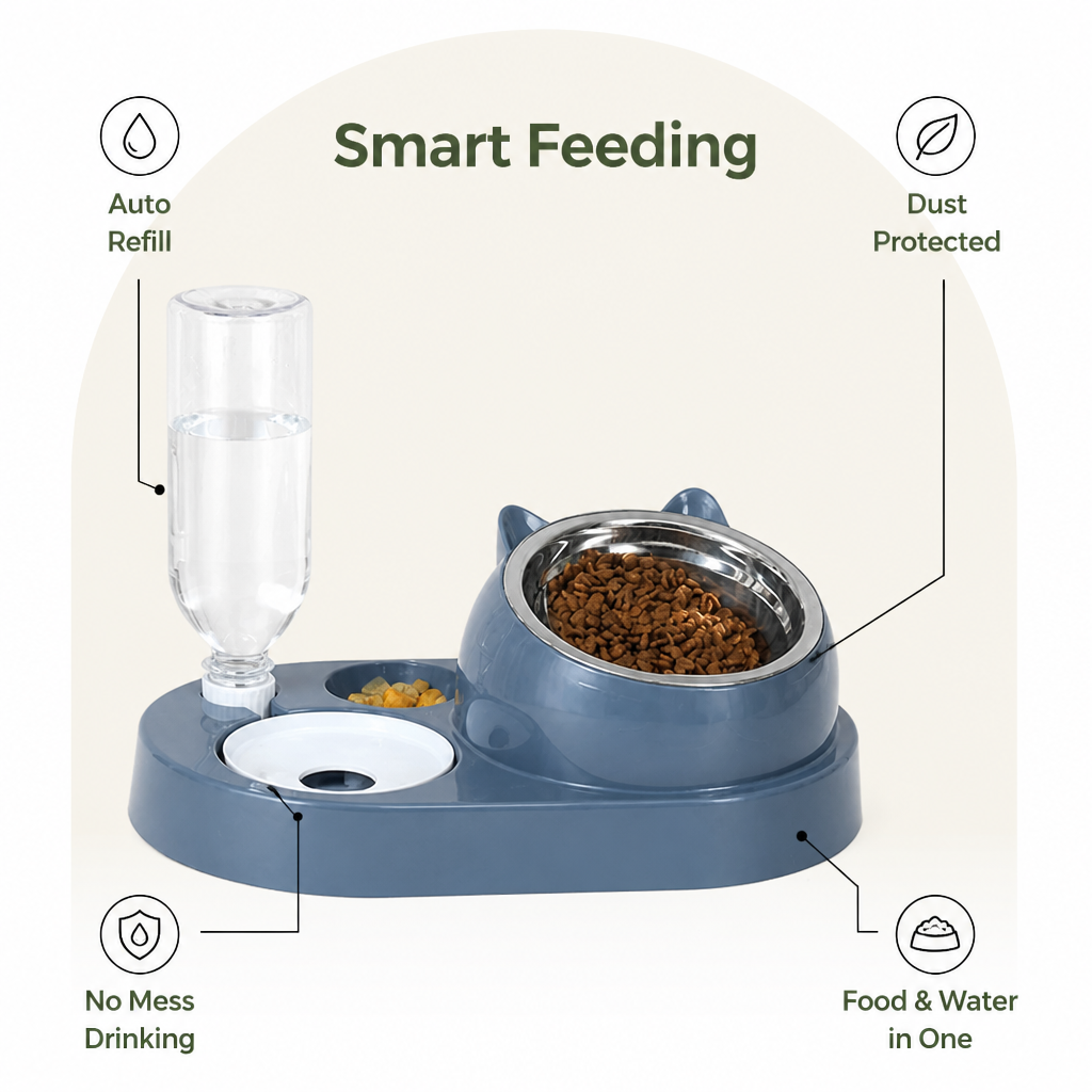 DogBedHouse 2-in-1 Feeder & Waterer Pet Bowl (Partitioned Tank)