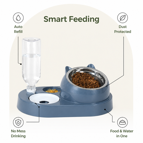 DogBedHouse 2-in-1 Feeder & Waterer Pet Bowl (Partitioned Tank)