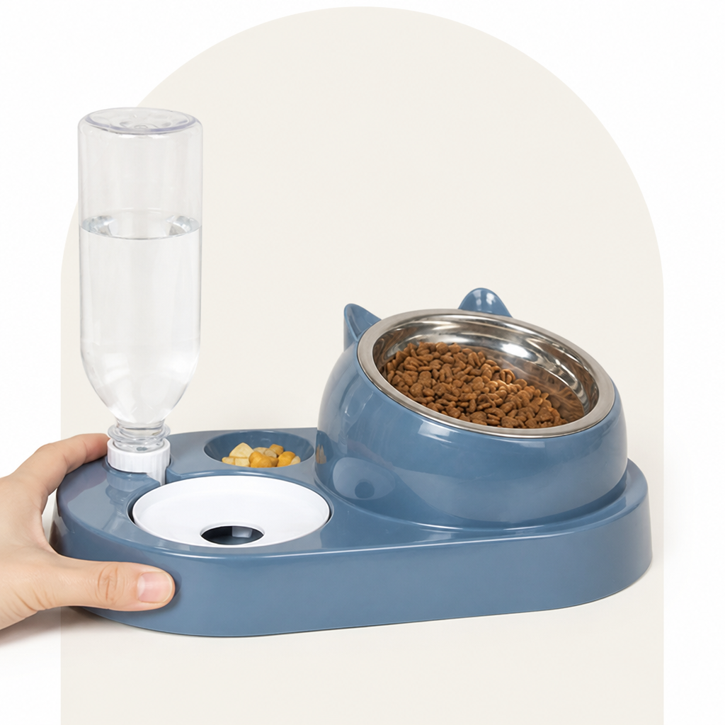 DogBedHouse 2-in-1 Feeder & Waterer Pet Bowl (Partitioned Tank)