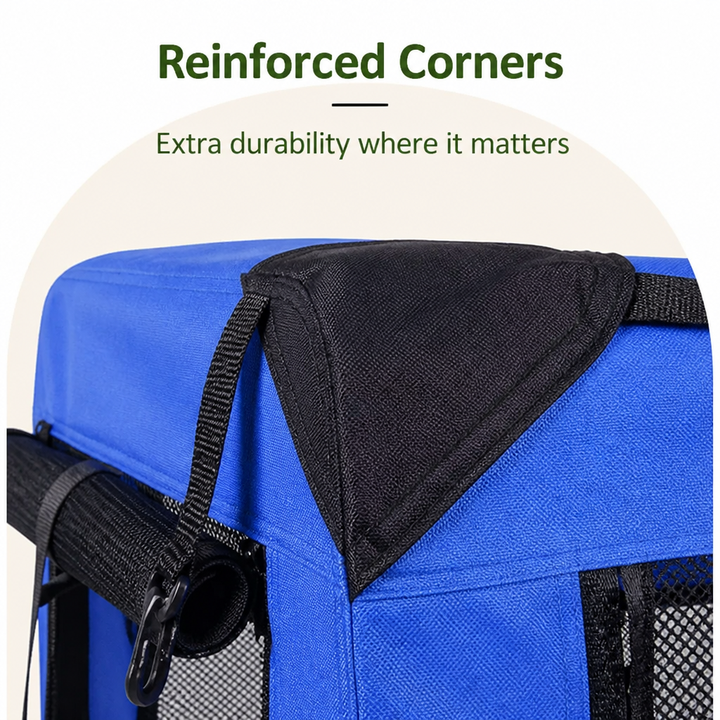DogBedHouse 3-Door Foldable Soft-Sided Travel Carrier (Removable Mat)