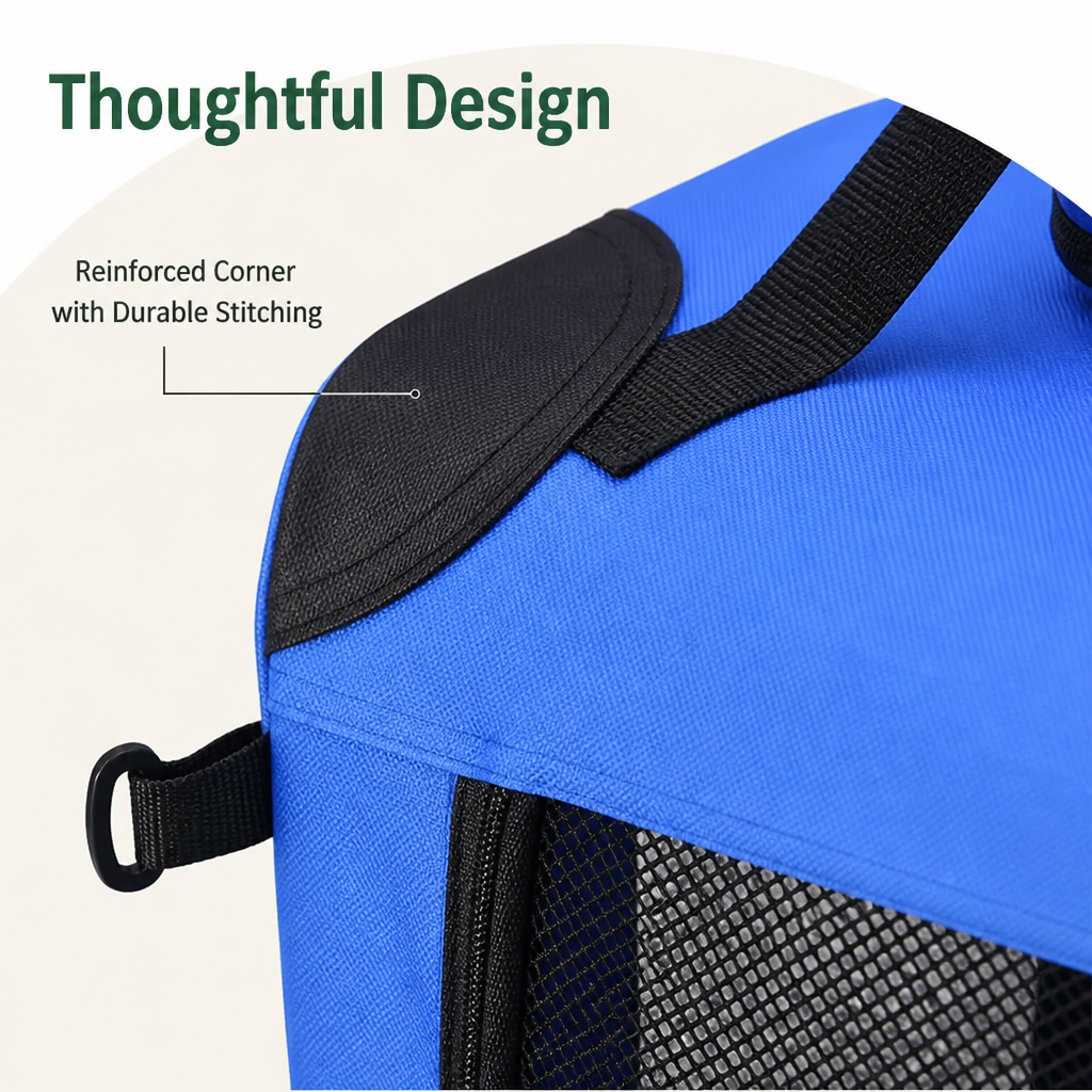 DogBedHouse 3-Door Foldable Soft-Sided Travel Carrier (Removable Mat)
