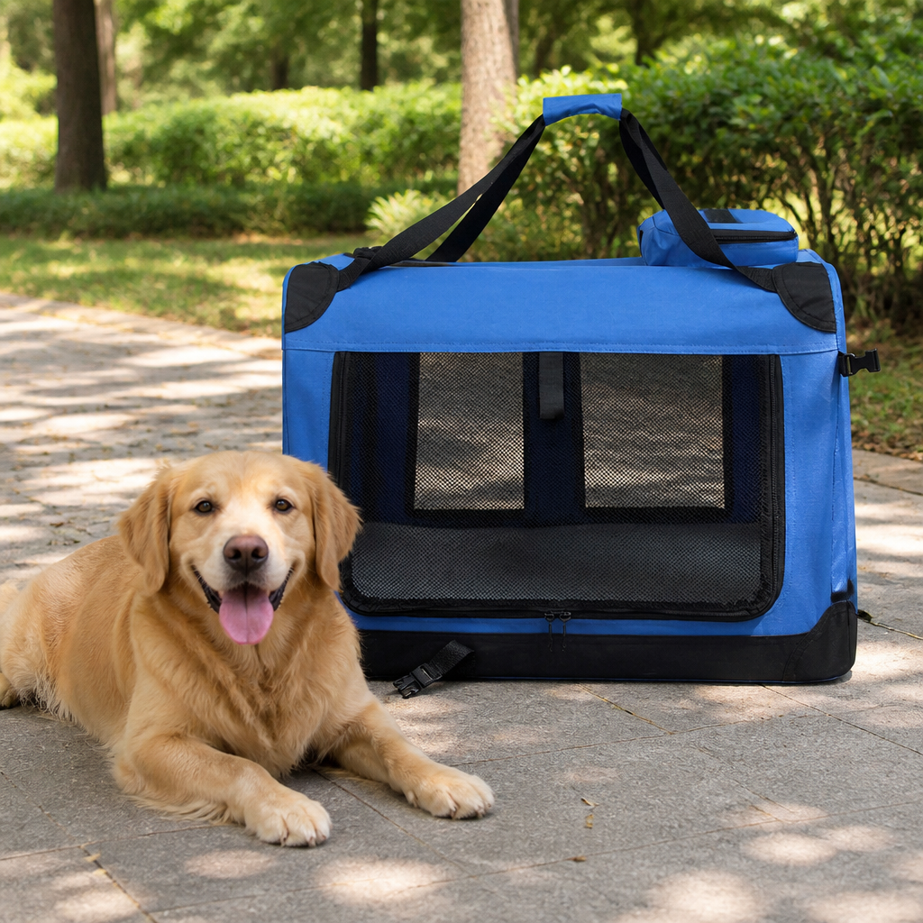 DogBedHouse 3-Door Foldable Soft-Sided Travel Carrier (Removable Mat)