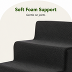 DogBedHouse 3-Step High-Density Foam Dog Stairs (Removable Washable Cover)