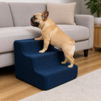 DogBedHouse 3-Step High-Density Foam Dog Stairs (Removable Washable Cover)