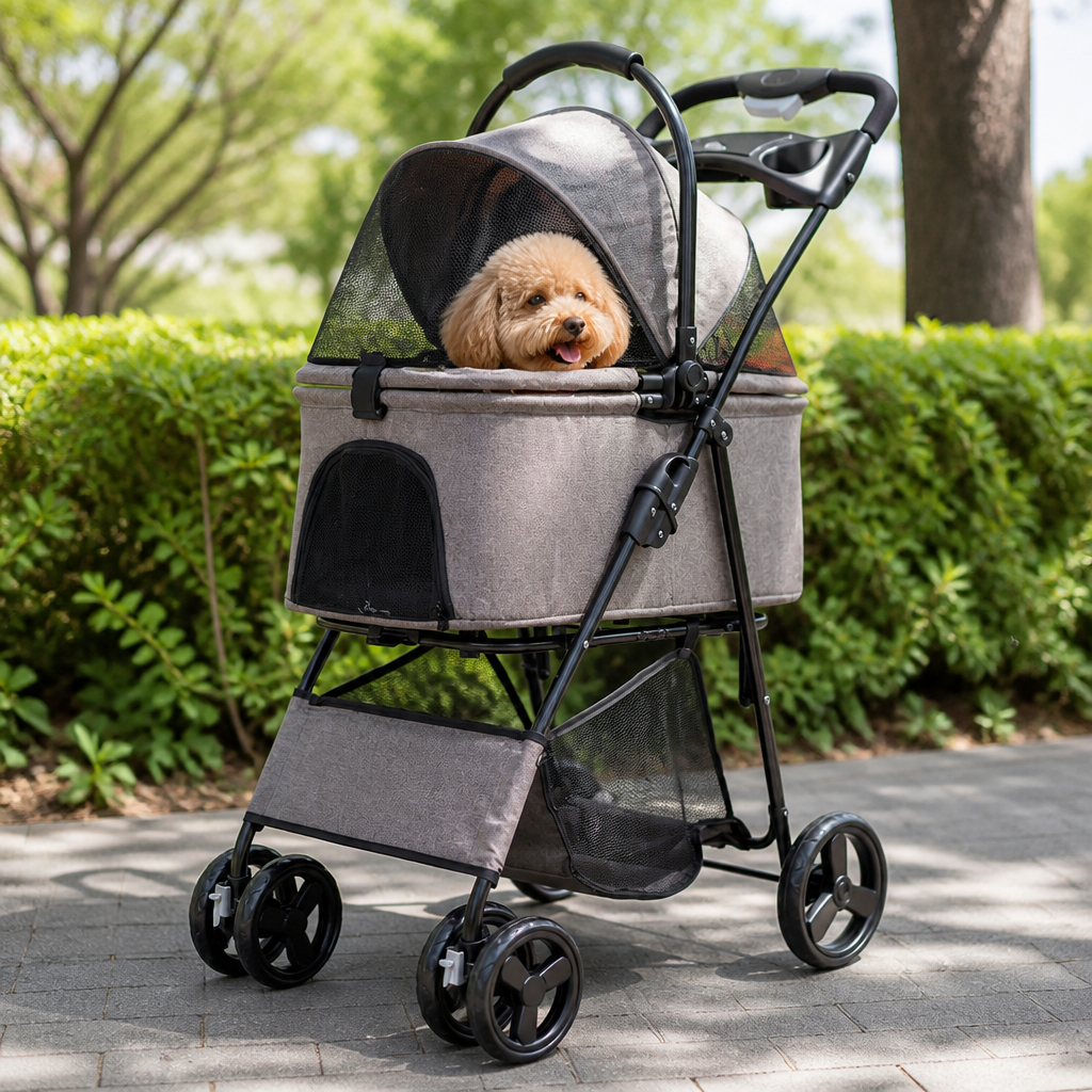 DogBedHouse 3-in-1 Waterproof & All-Terrain Pet Stroller (Removable Carrier)