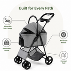 DogBedHouse 3-in-1 Waterproof & All-Terrain Pet Stroller (Removable Carrier)