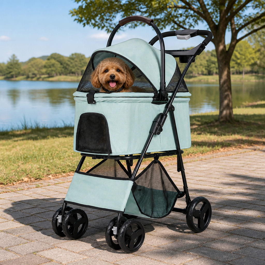 DogBedHouse 3-in-1 Waterproof & All-Terrain Pet Stroller (Removable Carrier)