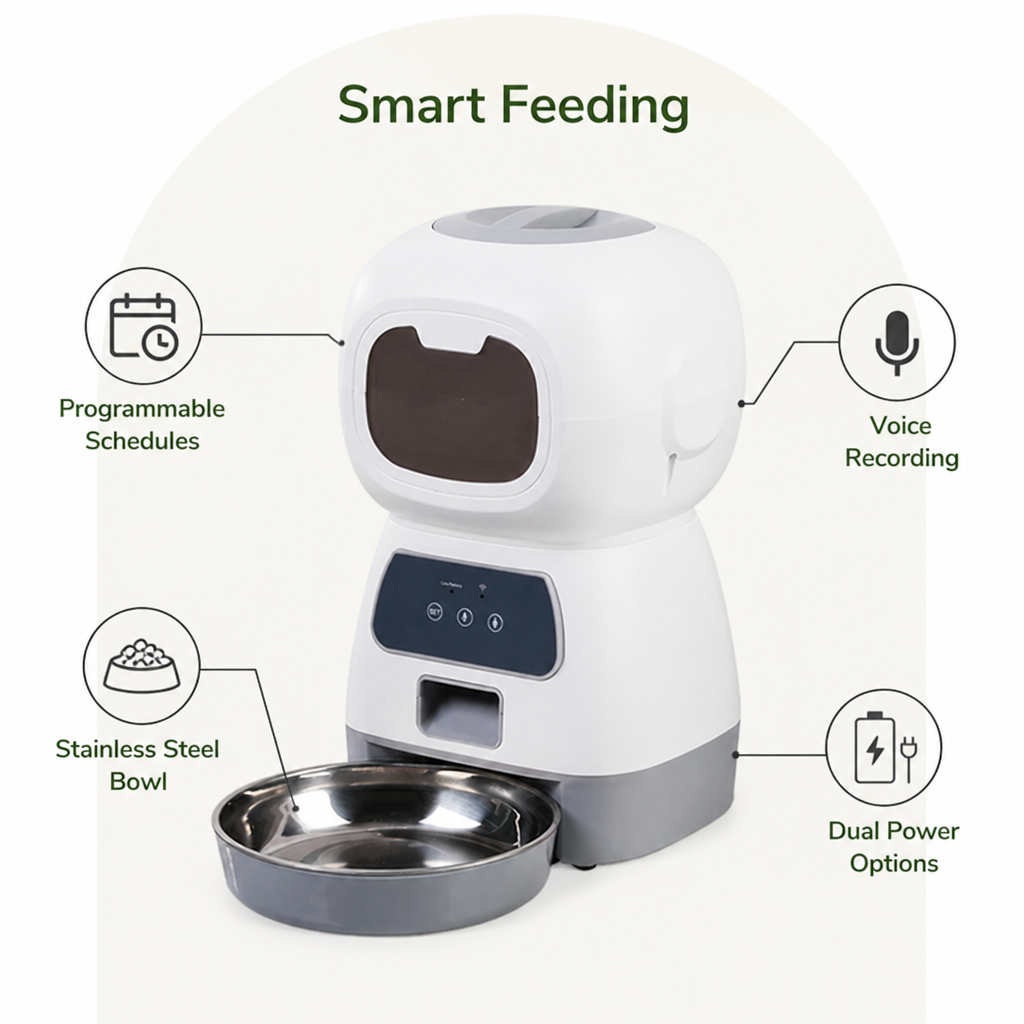 DogBedHouse 3.5L Timed Voice Recorder Pet Feeder