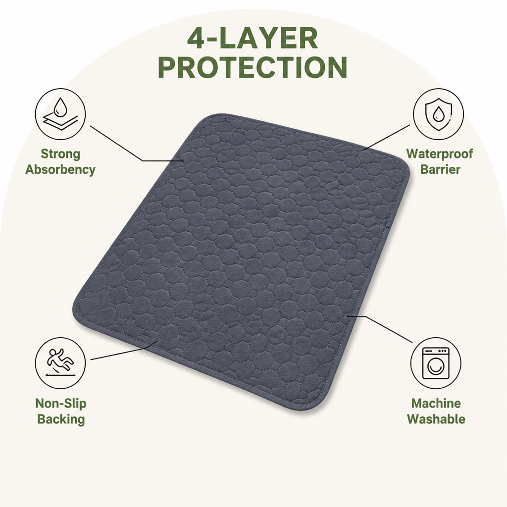 DogBedHouse 4-Layer Ultra Absorbent Waterproof Non-Slip Pet Mat