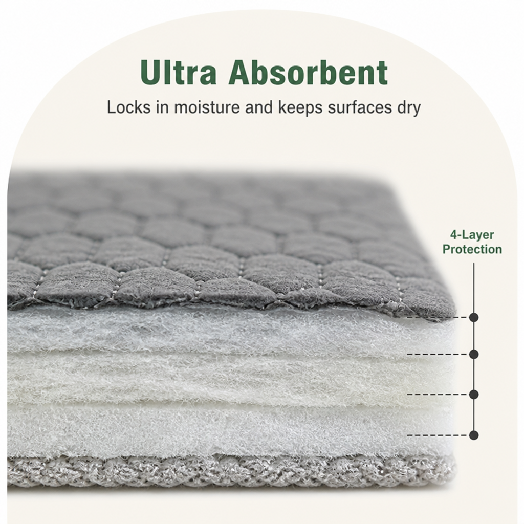 DogBedHouse 4-Layer Ultra Absorbent Waterproof Non-Slip Pet Mat