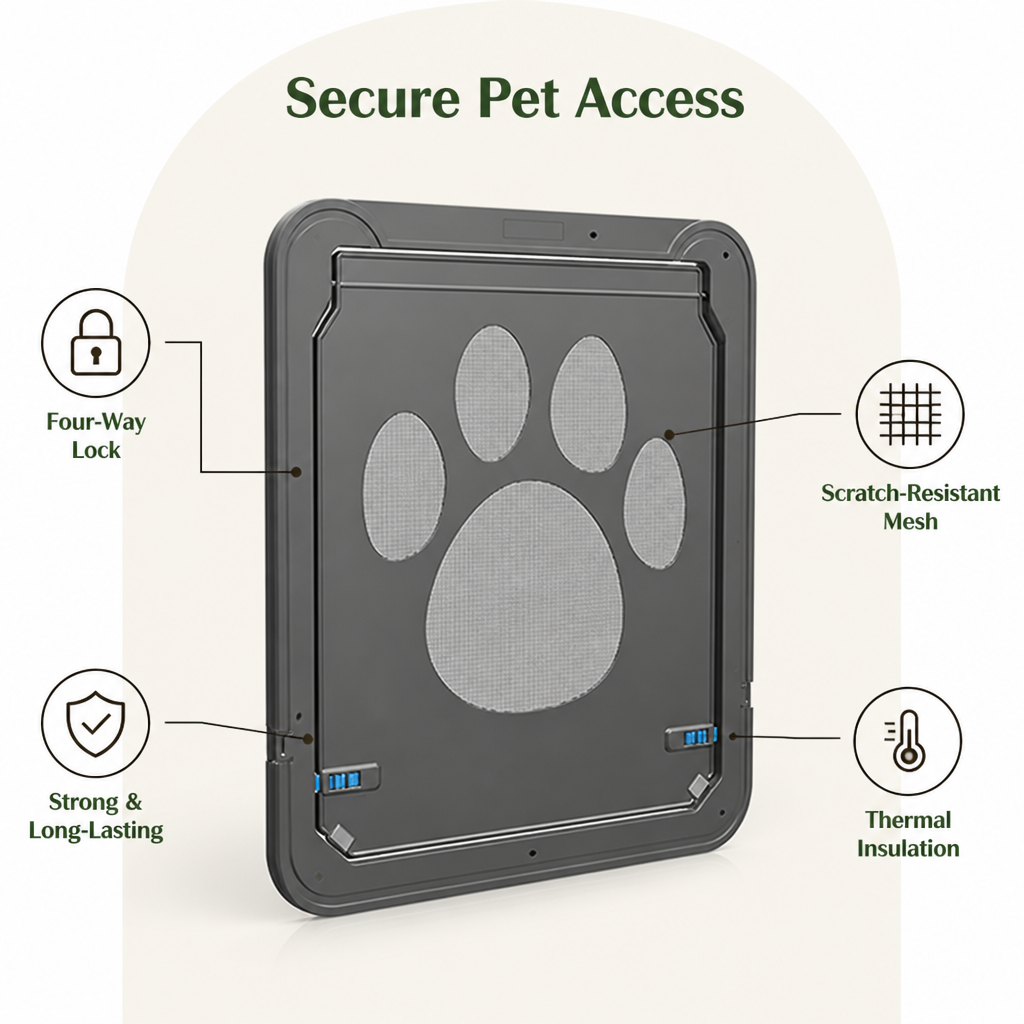 DogBedHouse 4-Way Lockable & Insulated ABS Pet Door