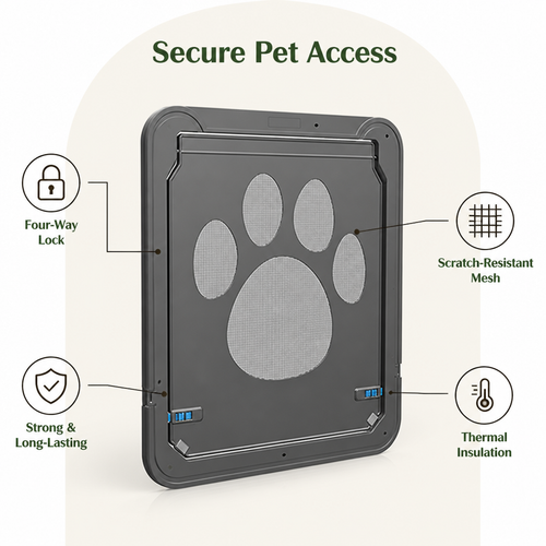 DogBedHouse 4-Way Lockable & Insulated ABS Pet Door