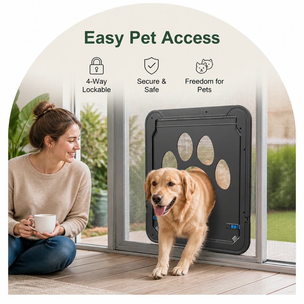 DogBedHouse 4-Way Lockable & Insulated ABS Pet Door