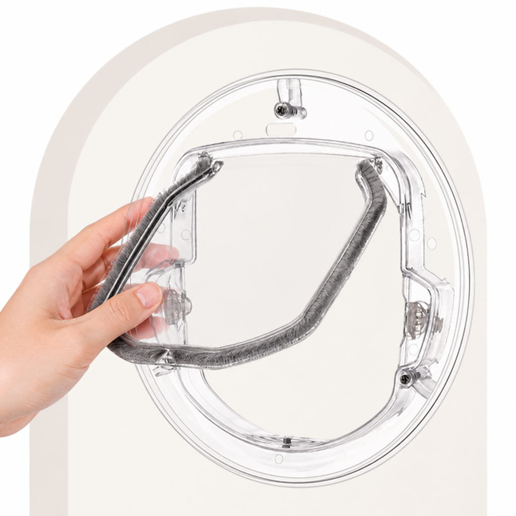 DogBedHouse 4-Way Locking Noise-Reducing Pet Door (Glass Mount)