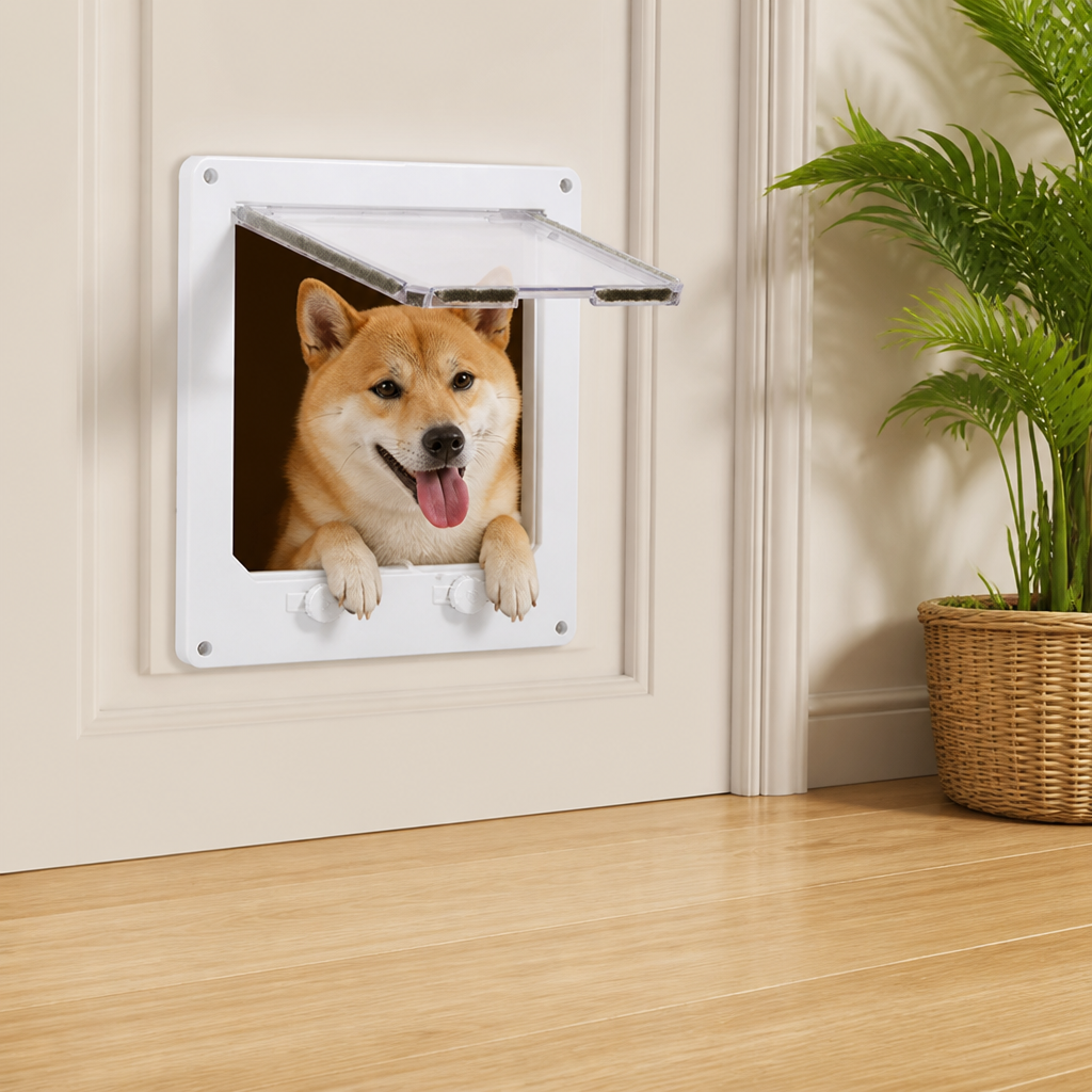 DogBedHouse 4-Way Locking & Self-Closing Pet Door