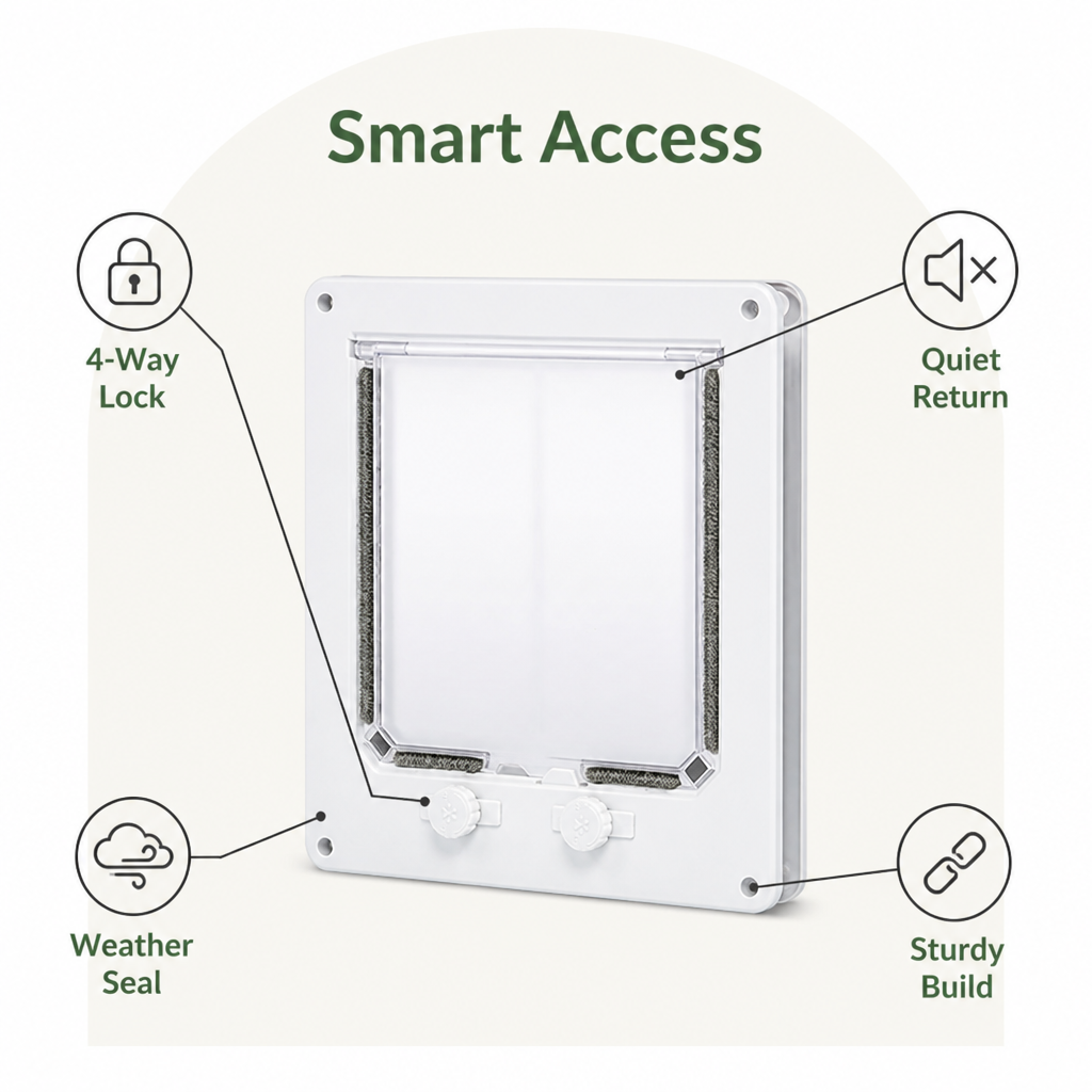 DogBedHouse 4-Way Locking & Self-Closing Pet Door