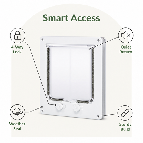 DogBedHouse 4-Way Locking & Self-Closing Pet Door