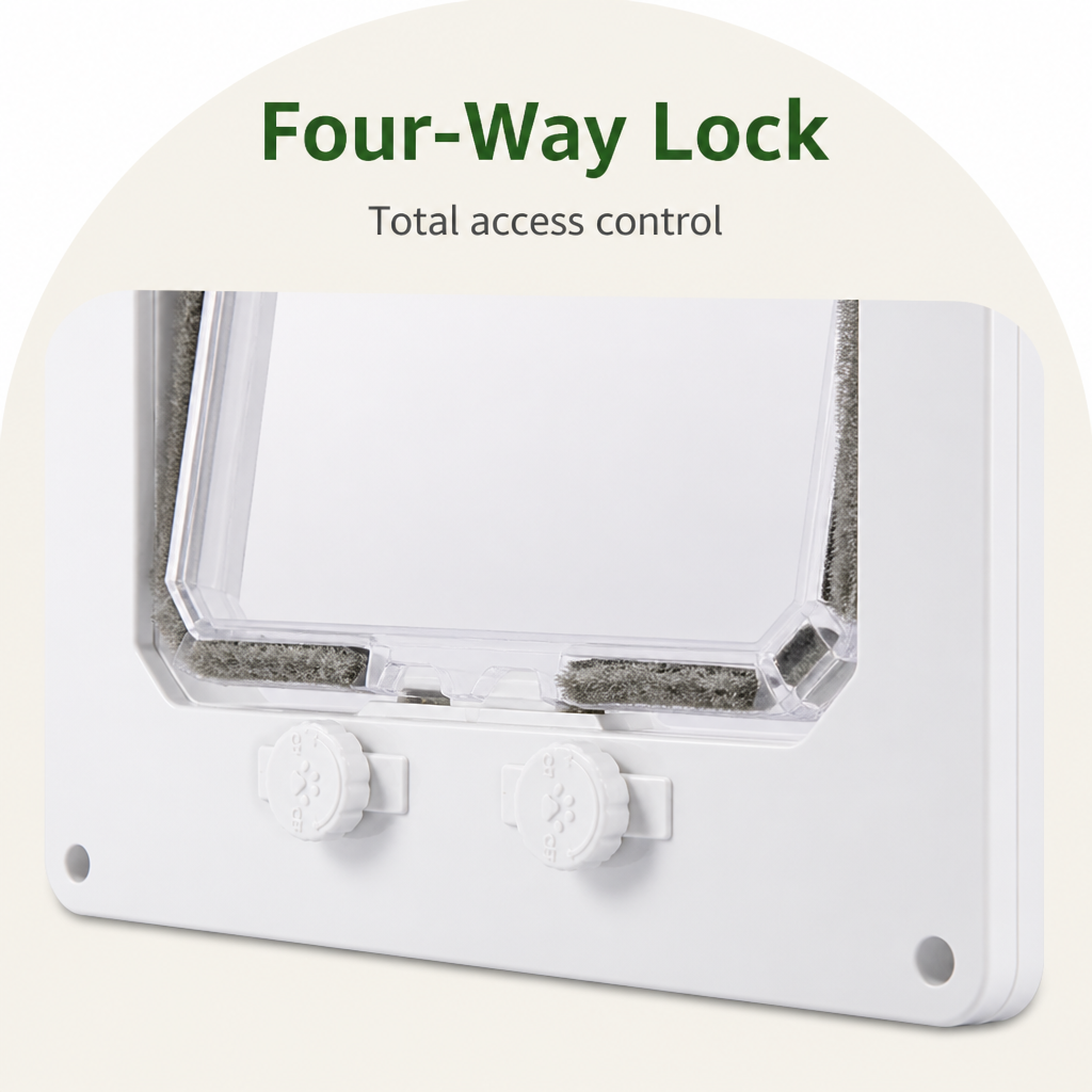 DogBedHouse 4-Way Locking & Self-Closing Pet Door