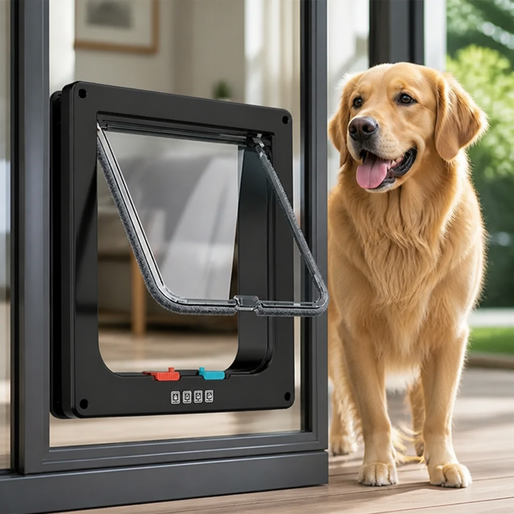 DogBedHouse 4-Way Locking Weatherproof Pet Door