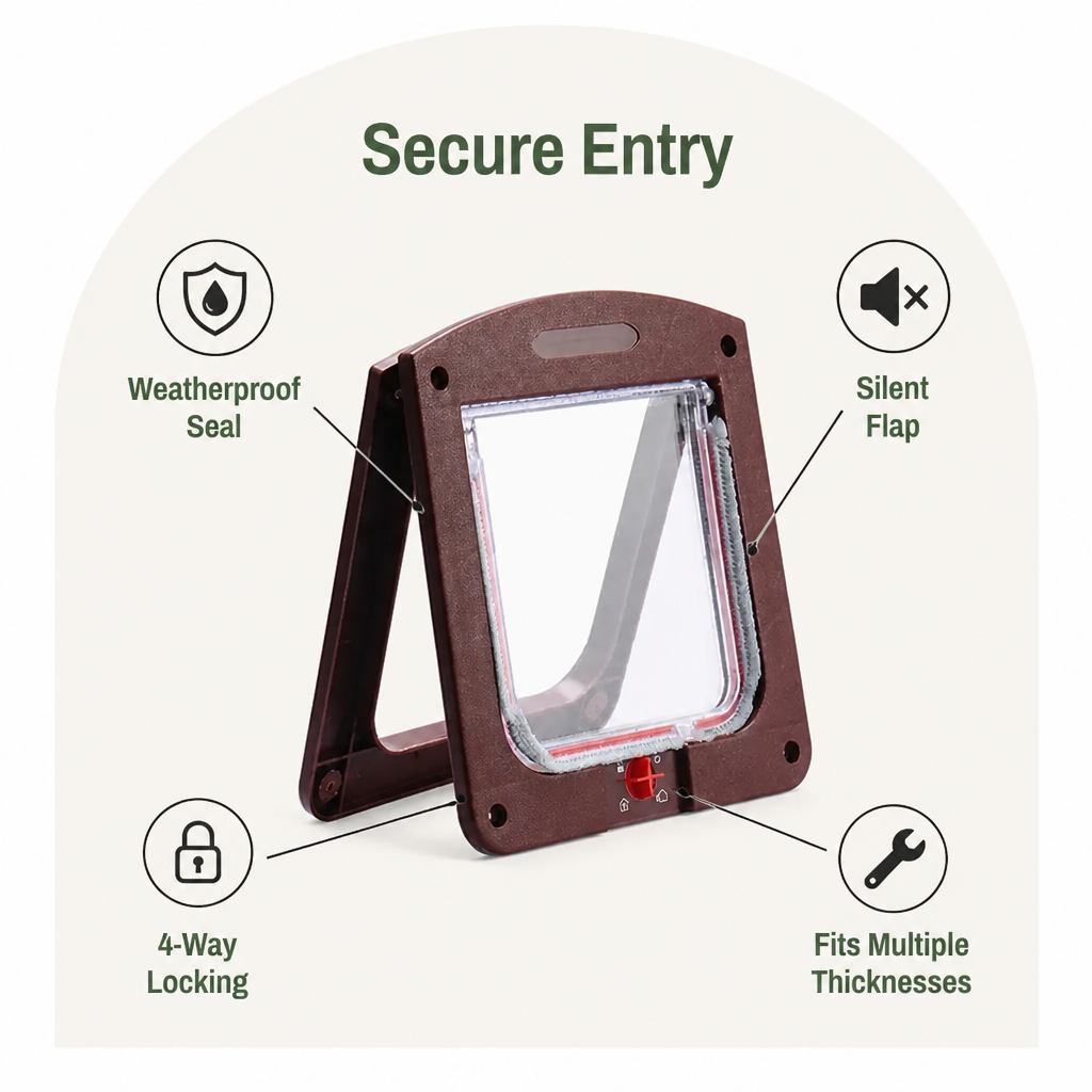DogBedHouse 4-Way Locking & Weatherproof Pet Door